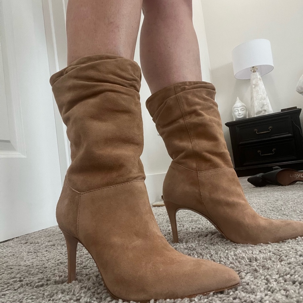 SCHUTZ Tan Suede Heeled Boots